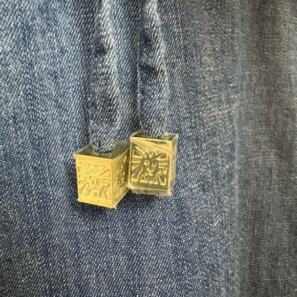 Anne Klein Denim Lace-Up Gold Hardware Women's Top - Picture 8 of 12